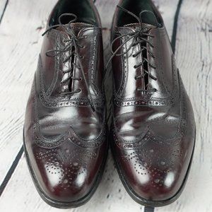 French Shriner Sterling Leather 11D Wingtip Brogues Oxford Mens Dress Burgandy